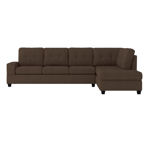 English Elm Modern Microfiber Sectional Sofa with Tufted Cushions Reversible Chaise and Built-in Cupholders Chocolate B011S00932