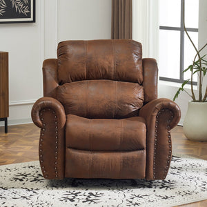 English Elm Christopher Knight Home® - 40.75" Wide Suede Manual Glider Recliner Chair with Rolled Arms, Microfiber Comfort & Infinite Positions Brown N763P264499D