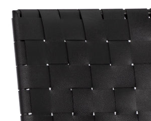 Sunpan Omari Elevated Bar Stool - Handcrafted Black Leather Weaved Seat with Stylish Iron Frame Design Black Leather