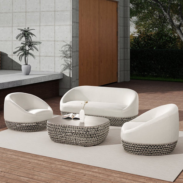 English Elm Willow Outdoor Deep Seat Sofa Woven Olefin Fabric Uv Resistant Patio Lounger B2719P245972