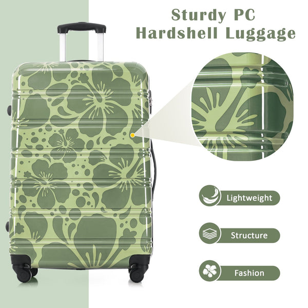 English Elm Hardshell Polycarbonate Luggage Set Three Piece Tsa Lock Spinner Travel Suitcases Green N732P306618F