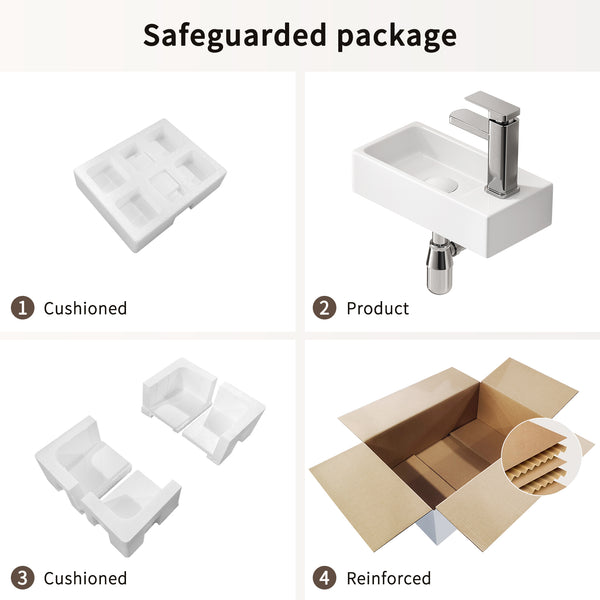 English Elm Wall-mounted Porcelain Basin Complete Faucet Set for Powder Room or Small Bathroom Milk White,Silver W3402P402912