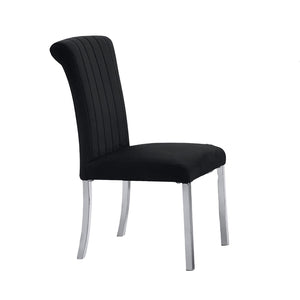 English Elm 2p Channel Tufted Side Chair with Sleek Contemporary Profile, Minimalist Upholstered Seat for Dining Black,Silver 26 L x 19 W x 17 H B2741P404868