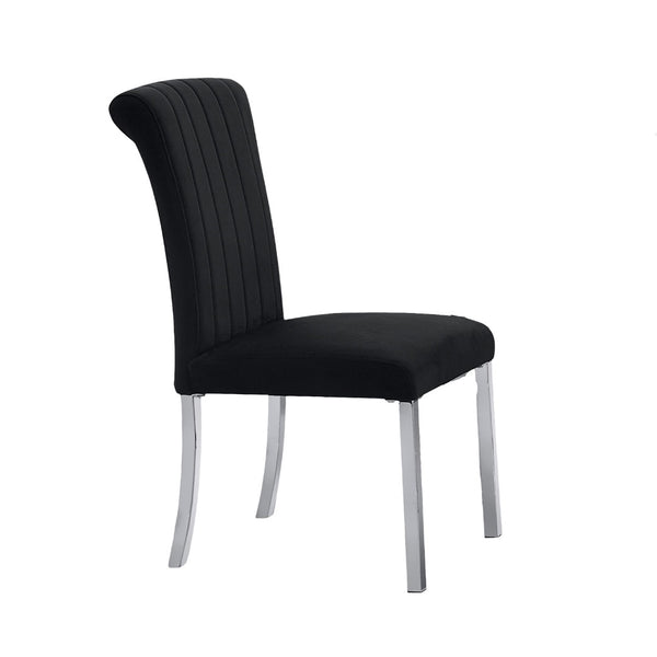 English Elm 2p Channel Tufted Side Chair with Sleek Contemporary Profile, Minimalist Upholstered Seat for Dining Black,Silver 26 L x 19 W x 17 H B2741P404868