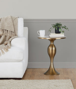 English Elm 24" Hourglass Spun Metal Side Table with Gleaming Plated Finish for Living Room Bronze B202P223398