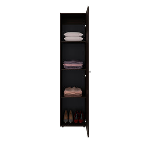 English Elm White Slim Particleboard Storage Cabinet with Four Shelves for Small Bedroom or Hallway B062P483767