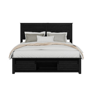 English Elm Full Farmhouse Platform Bed Upholstered Wood Frame with Led Lighting and Charging Ports W636P263895