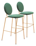 Odessa Barstool - Set of 2 Green & Gold 109806 Zuo Modern