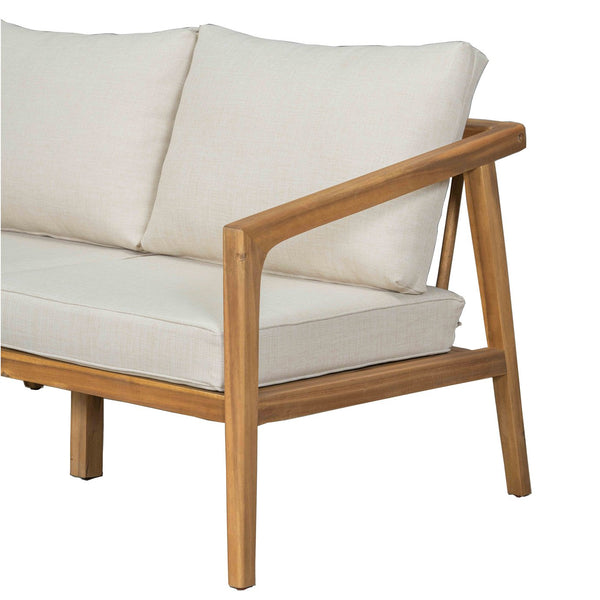 English Elm Westin Solid Acacia Wood 4 Piece Outdoor Chat Set with Cushioned Club Chairs WESTIN 4PCS CHAT SET