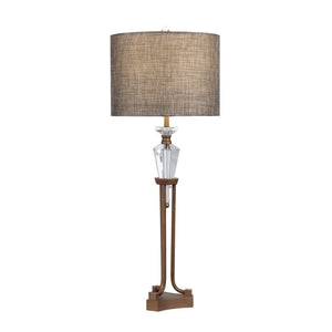 Crestview Collection 36"H Crystal & Metal Table Lamp – Elegant Gold Finish, Textured Grey Shade, 3-way Lighting & Chic Accent   Cvazbs132