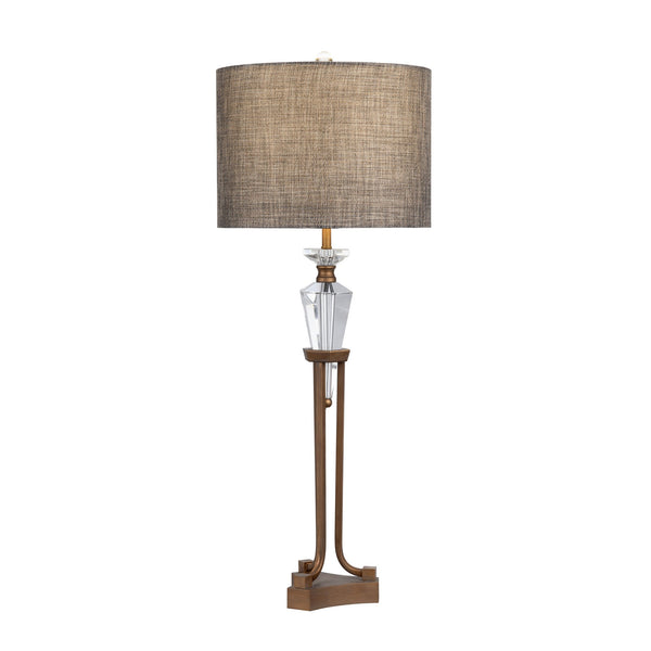 Crestview Collection 36"H Crystal & Metal Table Lamp – Elegant Gold Finish, Textured Grey Shade, 3-way Lighting & Chic Accent   Cvazbs132