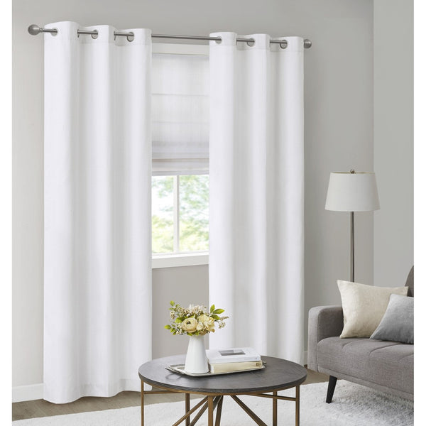 English Elm Basketweave Roman Shade with Thermal Foam Backing for Energy Efficiency, Cordless Easy Operation and Privacy White 11.42 L x 5.38 W x 7.48 H B035129705