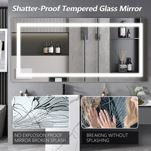 English Elm (Same 72"×36" LED Mirror Light Bathroom — 77×38 Anti-Fog LED Vanity Mirror, Dimmable, Color-Temp Memory W1340P189822