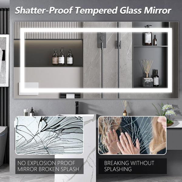English Elm (Same 72"×36" LED Mirror Light Bathroom — 77×38 Anti-Fog LED Vanity Mirror, Dimmable, Color-Temp Memory W1340P189822