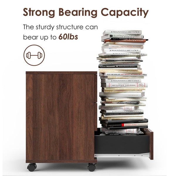 English Elm 3-drawer Rolling Wood File Cabinet with Locking Casters for Home Office Under Desk Brown T3623P434241