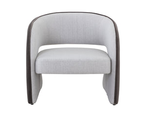 Sunpan Rosalia Contemporary Lounge Chair - Plush Curves and Defined Piping for Stylish Comfort in Any Space Mina Light Grey / Meg Ash