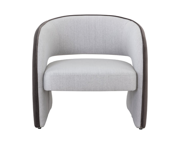 Sunpan Rosalia Contemporary Lounge Chair - Plush Curves and Defined Piping for Stylish Comfort in Any Space Mina Light Grey / Meg Ash