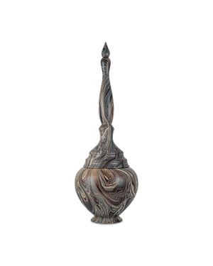 Currey & Company Marbleized Tall Turret Box - Hand-carved Wooden Storage Container With Vintage Charm And Elegance Brown Wood 1200-1050-currey-company
