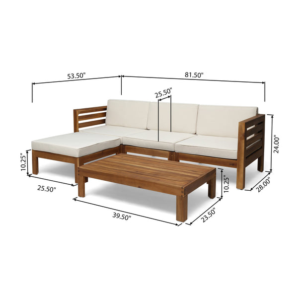 English Elm Cambridge Acacia Wood Outdoor L Shaped Sectional Sofa Set with Teak Finish Patio 63705.00BGE