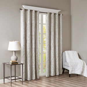 JLA Home SunSmart - Knitted Jacquard Damask Blackout Curtain Panel — Foam-Backed Thermal & Acoustic Privacy Shade Silver SS40-0018
