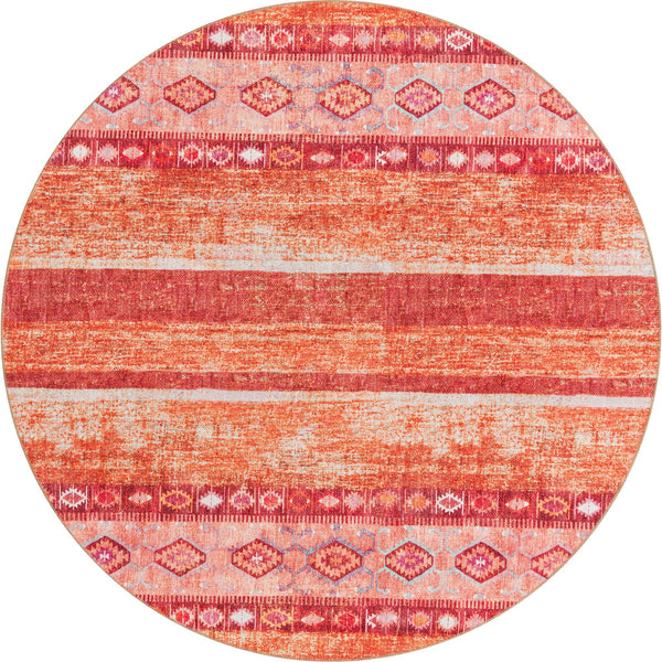 Unique Loom Timeless Verona Machine Made Geometric Rug Rust Red, Ivory/Orange/Violet/Green 7' 6" x 7' 7"