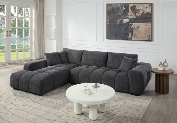 English Elm Chosen Chenille Sectional Sofa with Toss Pillows and Dual Chaises, Pocket Coil Seats, Durable Frame Gray 43 L x 81.88 W x 16.5 H B2726S00038