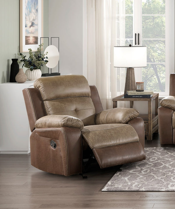 English Elm Plush Brown Microfiber Glider Recliner Chair - Solid Wood Frame, Tufted Arms, Contoured Comfort B011P228560