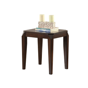 English Elm Walnut Tapered-Leg End Table with Fixed Top and Square Legs — Durable Wood Construction, Classic Style B062P189186