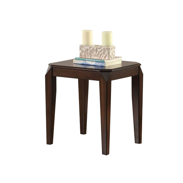 English Elm Walnut Tapered-Leg End Table with Fixed Top and Square Legs — Durable Wood Construction, Classic Style B062P189186