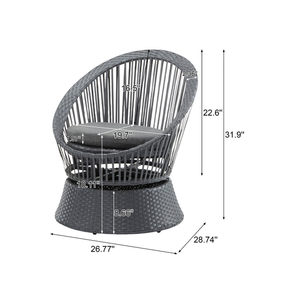 English Elm Christopher Knight Home® - [Set Of 2] Stylish Gray Swivel Wicker Lounge Chairs With Plush Cushions For Indoor And Outdoor Relaxation N767P237032B_2