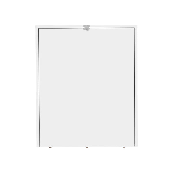 English Elm Virgin Wall-Mounted Floating Table White – Foldable Space-Saving Desk with 3 Open Shelves, Durable Engineered Wood B092P254743