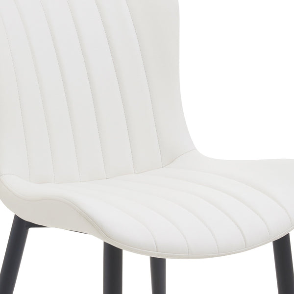 English Elm Set of 2 Dining Chairs with Thick Cushions and PU Leather Upholstery — Modern Sturdy Iron Frames for Home & Restaurant Seating Black,Cream White N842P300557K