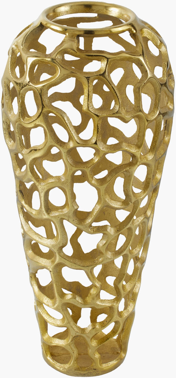 Surya Angad Decorative Aluminum Vase - 32"H X 12"W, Elegant Old-world Charm For Your Home Decor Metallic ,Brass Aluminum Adg003-1888