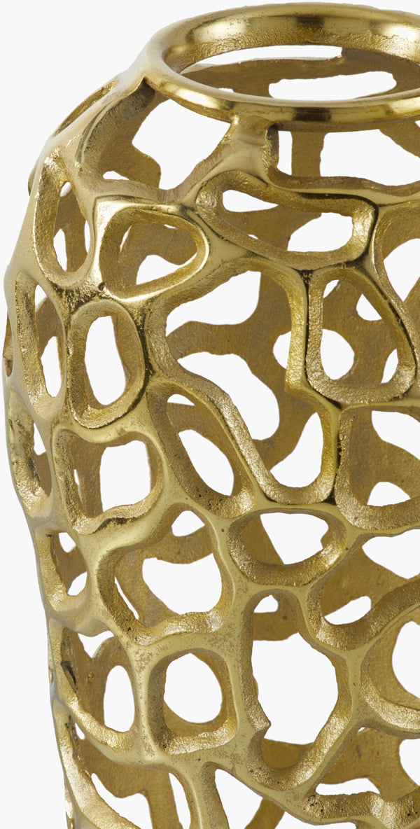 Surya Angad Decorative Aluminum Vase - 32"H X 12"W, Elegant Old-world Charm For Your Home Decor Metallic ,Brass Aluminum Adg003-1888