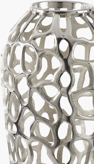 Surya Angad Decorative Aluminum Vase - 32"H X 12"W, Elegant Old-world Charm For Your Home Decor Metallic ,Silver Aluminum Adg004-321212