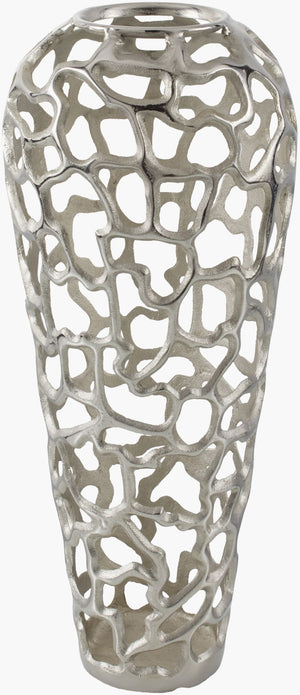 Surya Angad Decorative Aluminum Vase - 32"H X 12"W, Elegant Old-world Charm For Your Home Decor Metallic ,Silver Aluminum Adg005-241010