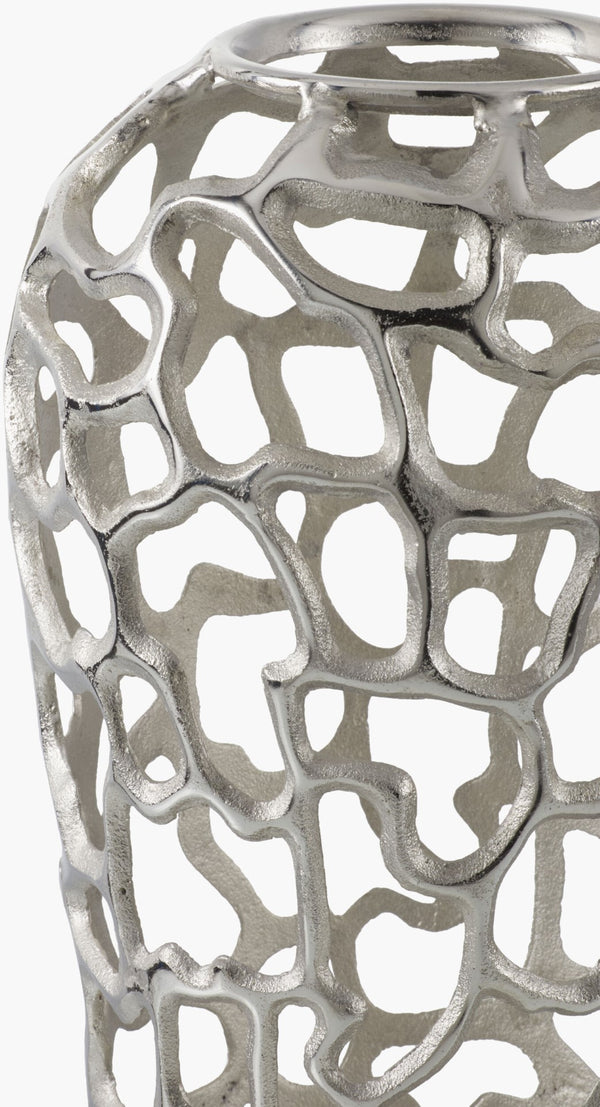 Surya Angad Decorative Aluminum Vase - 32"H X 12"W, Elegant Old-world Charm For Your Home Decor Metallic ,Silver Aluminum Adg005-241010