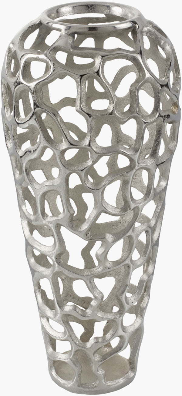 Surya Angad Decorative Aluminum Vase - 32"H X 12"W, Elegant Old-world Charm For Your Home Decor Metallic ,Silver Aluminum Adg006-1888