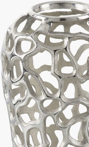 Surya Angad Decorative Aluminum Vase - 32"H X 12"W, Elegant Old-world Charm For Your Home Decor Metallic ,Silver Aluminum Adg006-1888