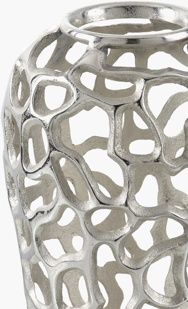 Surya Angad Decorative Aluminum Vase - 32"H X 12"W, Elegant Old-world Charm For Your Home Decor Metallic ,Silver Aluminum Adg006-1888