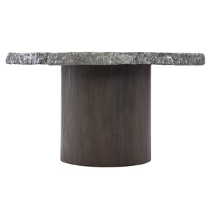 Bernhardt Bernhardt Reclaimed Aluminum Live-Edge Round Dining Table With Suar Wood Cylindrical Base, 54" K1328