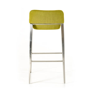 VIG Furniture Adhil Mid-Century Green Fabric Bar Stool With Tapered Stainless Legs, Padded Seat & Footrest Durable Upholstery VGOBA105-F-GRN