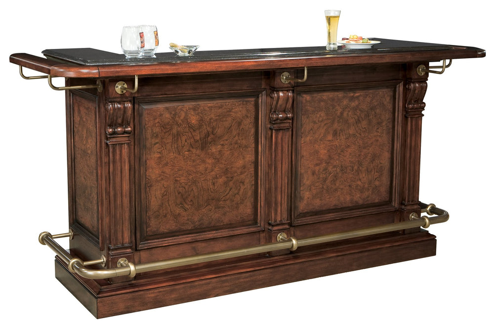 Hekman Furniture 693027 Cheers Bar - Stylish Hampton Cherry Finish, Black Sparkle Granite Top, Wine Storage & More! Hampton Cherry Cheers Bar 693027