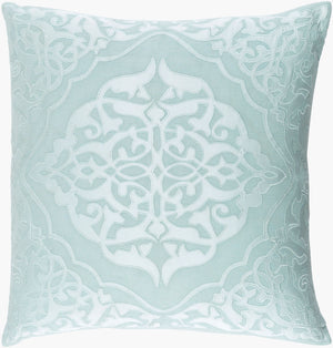 Surya Adelia 18"L X 18"W Traditional Cotton-linen Accent Pillow For Timeless Home Elegance & Comfort Seafoam Linen,Cotton,Linen,Cotton Adi004-2020d