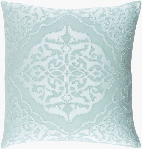 Surya Adelia 18"L X 18"W Traditional Cotton-linen Accent Pillow For Timeless Home Elegance & Comfort Seafoam Linen,Cotton,Linen,Cotton Adi004-2020d