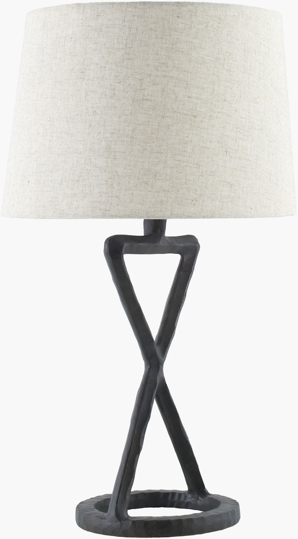 Surya Adaje 29" Industrial Rustic Accent Table Lamp With Cotton Shade - Elevate Your Home Decor Today! Body, Black,Shade (Outside), Beige,Shade (Inside), White,Finial, Black,Harp, Black,Cord, Black Aluminum,Cotton,Cotton,Cotton,Metal,Aluminum Adj-002