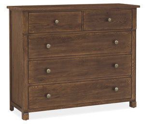 Hooker Furniture Driftwood Buckboard Five-Drawer Chest With Cedar Lined Bottom, Self-Closing Drawers & Knobs Medium Wood 6820-90011-85