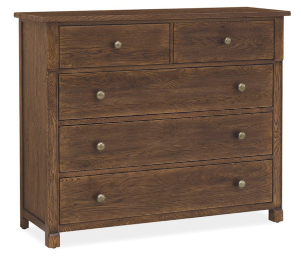 Hooker Furniture Driftwood Buckboard Five-Drawer Chest With Cedar Lined Bottom, Self-Closing Drawers & Knobs Medium Wood 6820-90011-85