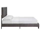 Homelegance By Top-Line Terrell Black Finish Frame with Velvet Fabric Platform Bed Grey Velvet