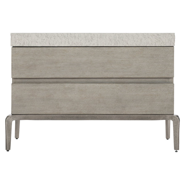 Bernhardt Bernhardt Ritter Nightstand — Sculptural Flint Wood & Sand Grey Concrete Top, Soft-Close Drawers, Usb Charger 309232